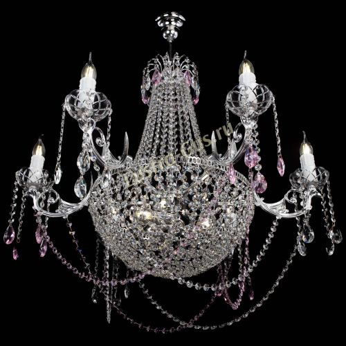 Люстра Елизавета малая №9 розовая в Химках Гусь Хрустальный