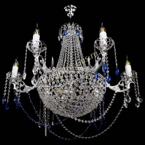 Люстра Елизавета малая №9 синяя в Химках Гусь Хрустальный