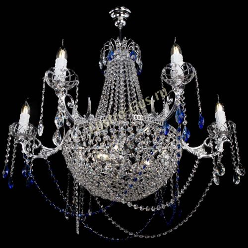 Люстра Елизавета малая №9 синяя в Химках Гусь Хрустальный