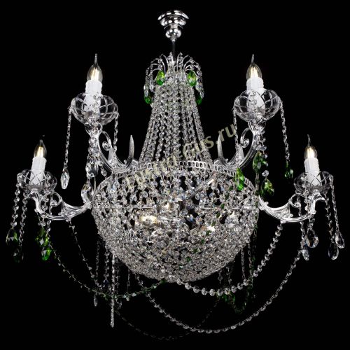 Люстра Елизавета малая №9 зеленая в Химках Гусь Хрустальный