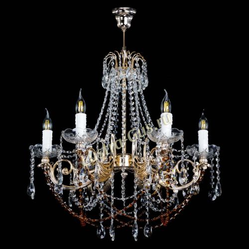 Люстра Елизавета малая Чайная (рожки - металл) в Химках Гусь Хрустальный