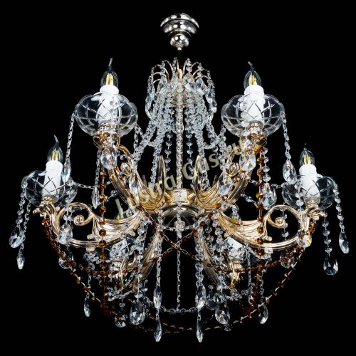 Люстра Елизавета малая Чайная (рожки - металл) в Химках Гусь Хрустальный