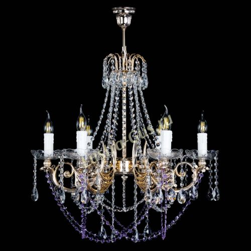 Люстра Елизавета малая Фиолетовая (рожки - металл) в Химках Гусь Хрустальный