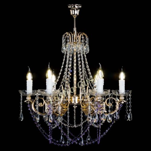 Люстра Елизавета малая Фиолетовая (рожки - металл) в Химках Гусь Хрустальный