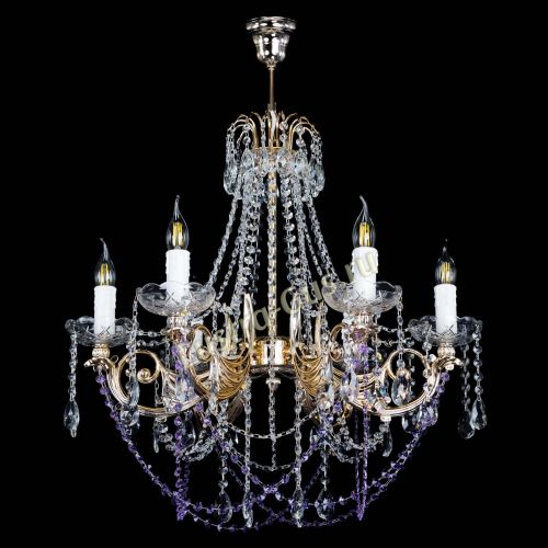 Люстра Елизавета малая Фиолетовая (рожки - металл) в Химках Гусь Хрустальный
