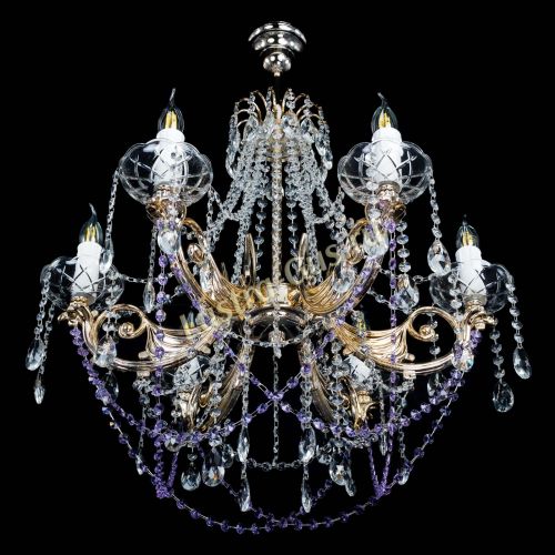 Люстра Елизавета малая Фиолетовая (рожки - металл) в Химках Гусь Хрустальный