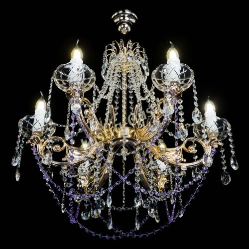 Люстра Елизавета малая Фиолетовая (рожки - металл) в Химках Гусь Хрустальный