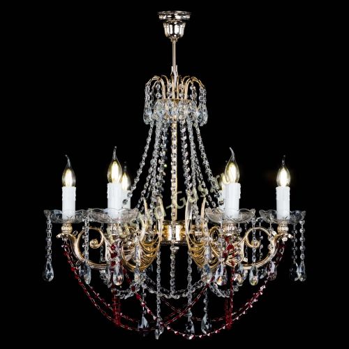 Люстра Елизавета малая Красная (рожки - металл) в Химках Гусь Хрустальный