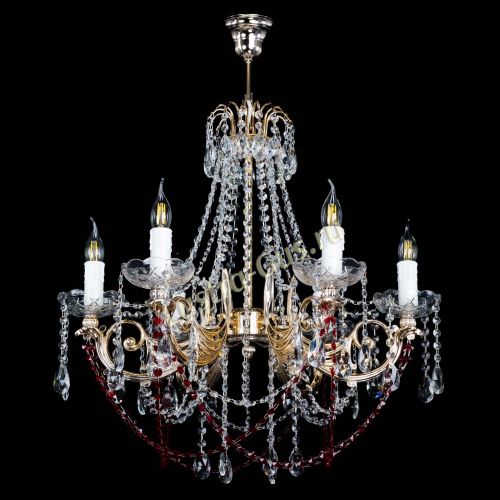 Люстра Елизавета малая Красная (рожки - металл) в Химках Гусь Хрустальный