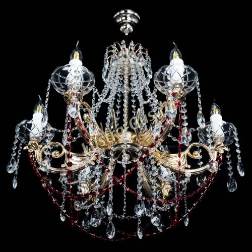 Люстра Елизавета малая Красная (рожки - металл) в Химках Гусь Хрустальный