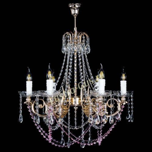 Люстра Елизавета малая Розовая (рожки - металл) в Химках Гусь Хрустальный