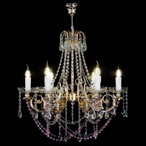 Люстра Елизавета малая Розовая (рожки - металл) в Химках Гусь Хрустальный