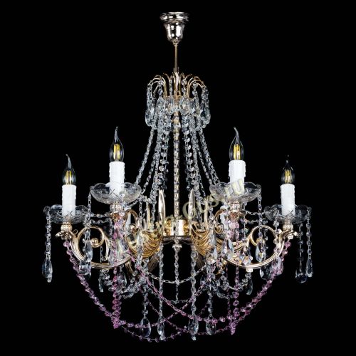 Люстра Елизавета малая Розовая (рожки - металл) в Химках Гусь Хрустальный