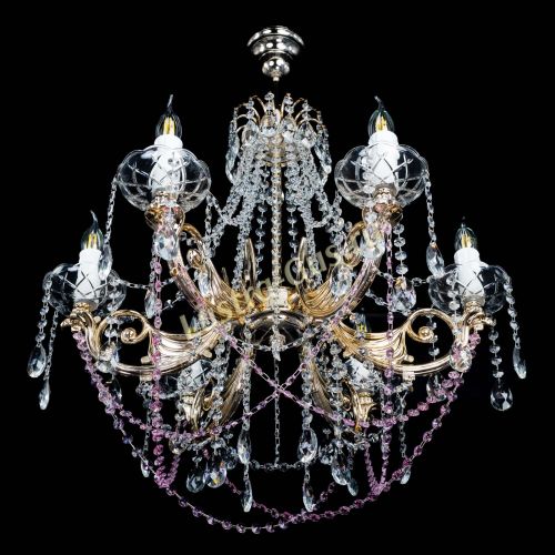 Люстра Елизавета малая Розовая (рожки - металл) в Химках Гусь Хрустальный