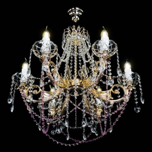 Люстра Елизавета малая Розовая (рожки - металл) в Химках Гусь Хрустальный