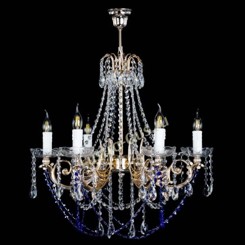 Люстра Елизавета малая Синяя (рожки - металл) в Химках Гусь Хрустальный