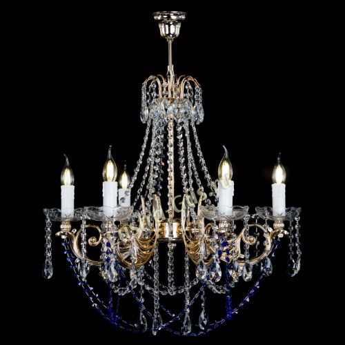 Люстра Елизавета малая Синяя (рожки - металл) в Химках Гусь Хрустальный