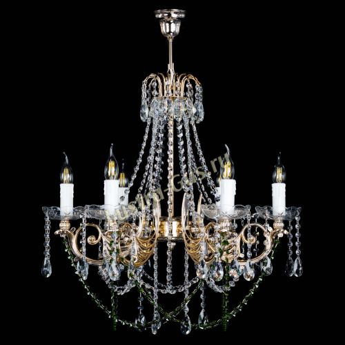 Люстра Елизавета малая Зеленая (рожки - металл) в Химках Гусь Хрустальный