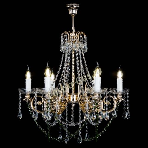 Люстра Елизавета малая Зеленая (рожки - металл) в Химках Гусь Хрустальный