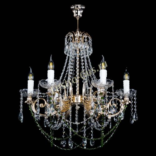 Люстра Елизавета малая Зеленая (рожки - металл) в Химках Гусь Хрустальный