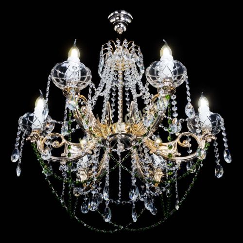 Люстра Елизавета малая Зеленая (рожки - металл) в Химках Гусь Хрустальный