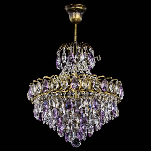 Люстра Грация с подвесом под бронзу Фиолетовая в Химках Гусь Хрустальный