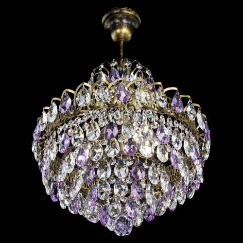 Люстра Грация с подвесом под бронзу Фиолетовая в Химках Гусь Хрустальный