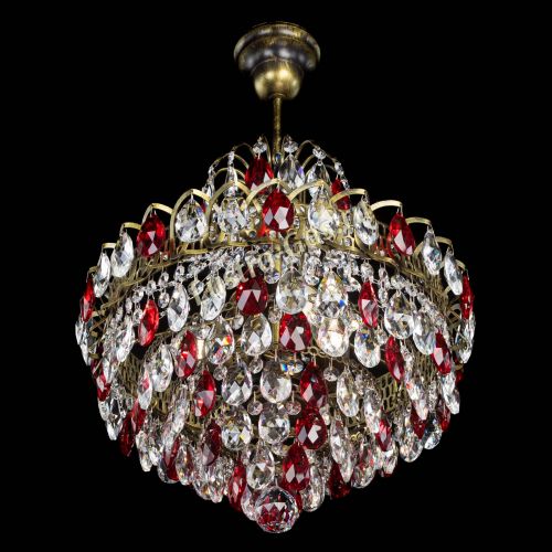 Люстра Грация с подвесом под бронзу Красная в Химках Гусь Хрустальный