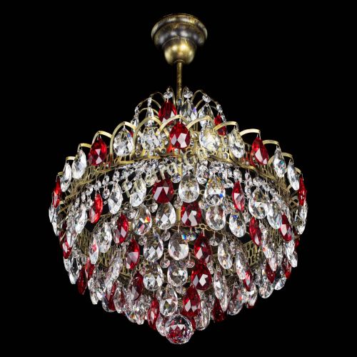 Люстра Грация с подвесом под бронзу Красная в Химках Гусь Хрустальный