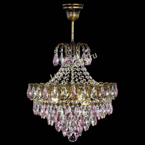 Люстра Грация с подвесом под бронзу Розовая в Химках Гусь Хрустальный