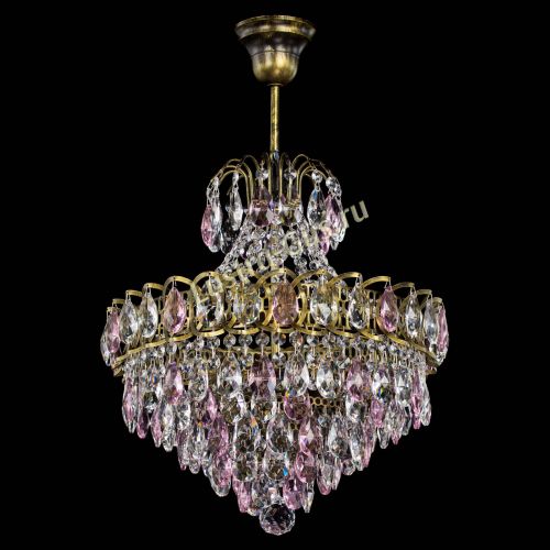 Люстра Грация с подвесом под бронзу Розовая в Химках Гусь Хрустальный