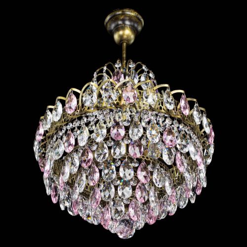 Люстра Грация с подвесом под бронзу Розовая в Химках Гусь Хрустальный