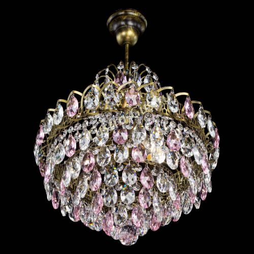 Люстра Грация с подвесом под бронзу Розовая в Химках Гусь Хрустальный