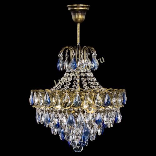Люстра Грация с подвесом под бронзу Синяя в Химках Гусь Хрустальный