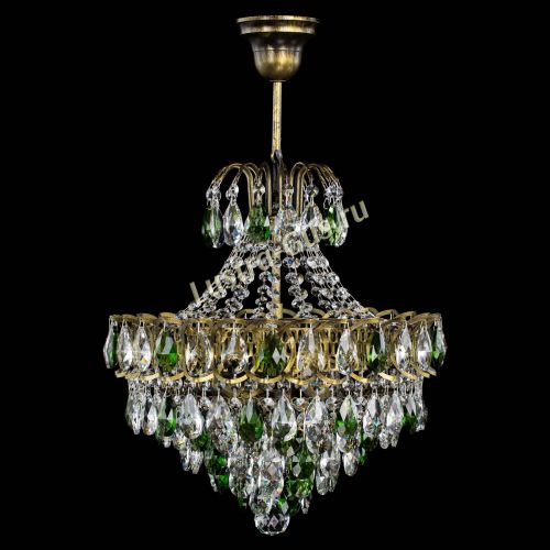 Люстра Грация с подвесом под бронзу Зеленая в Химках Гусь Хрустальный