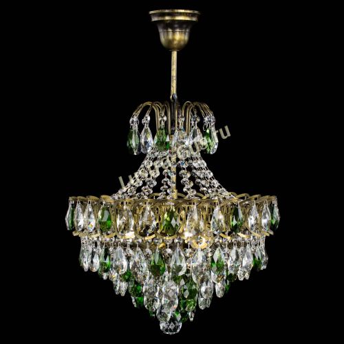 Люстра Грация с подвесом под бронзу Зеленая в Химках Гусь Хрустальный