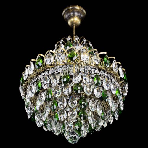 Люстра Грация с подвесом под бронзу Зеленая в Химках Гусь Хрустальный