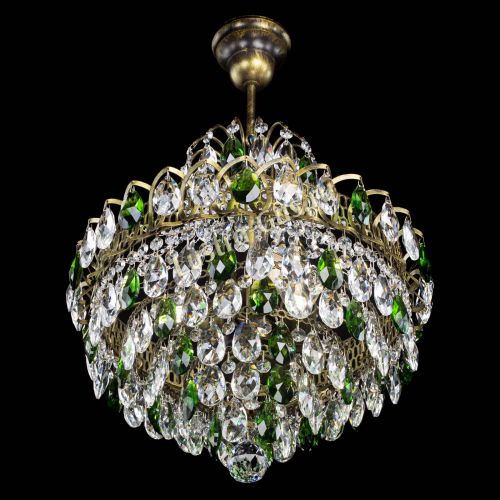 Люстра Грация с подвесом под бронзу Зеленая в Химках Гусь Хрустальный