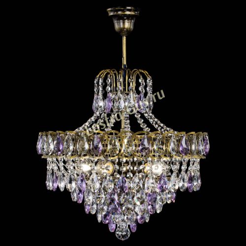 Люстра Грация №5 с подвесом под бронзу Фиолетовая в Химках Гусь Хрустальный