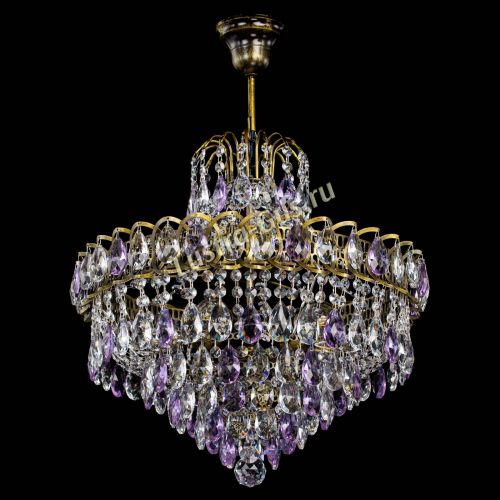 Люстра Грация №5 с подвесом под бронзу Фиолетовая в Химках Гусь Хрустальный