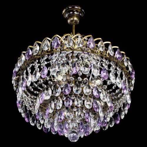 Люстра Грация №5 с подвесом под бронзу Фиолетовая в Химках Гусь Хрустальный