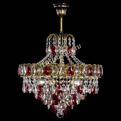 Люстра Грация №5 с подвесом под бронзу Красная в Химках Гусь Хрустальный