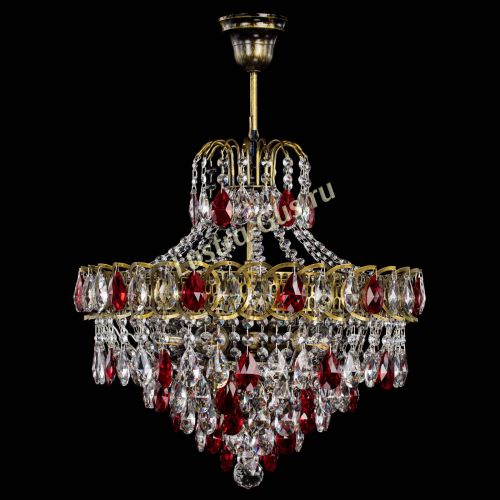 Люстра Грация №5 с подвесом под бронзу Красная в Химках Гусь Хрустальный