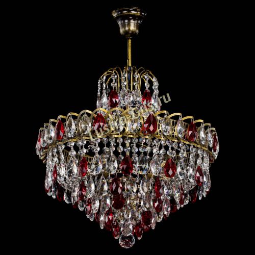 Люстра Грация №5 с подвесом под бронзу Красная в Химках Гусь Хрустальный