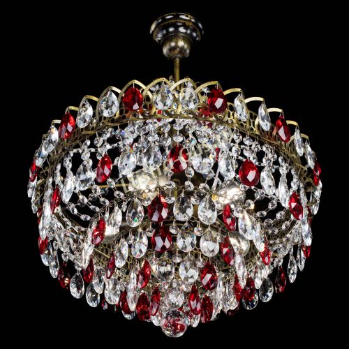 Люстра Грация №5 с подвесом под бронзу Красная в Химках Гусь Хрустальный