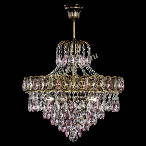 Люстра Грация №5 с подвесом под бронзу Розовая в Химках Гусь Хрустальный