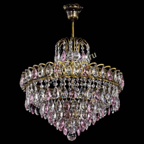 Люстра Грация №5 с подвесом под бронзу Розовая в Химках Гусь Хрустальный