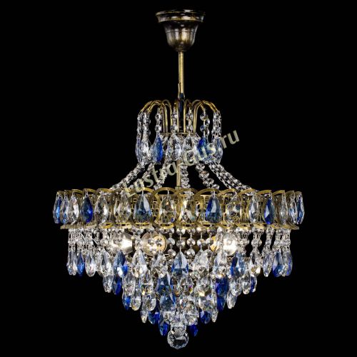 Люстра Грация №5 с подвесом под бронзу Синяя в Химках Гусь Хрустальный
