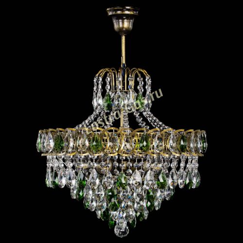 Люстра Грация №5 с подвесом под бронзу Зеленая в Химках Гусь Хрустальный
