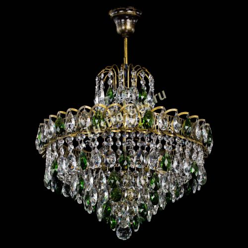 Люстра Грация №5 с подвесом под бронзу Зеленая в Химках Гусь Хрустальный